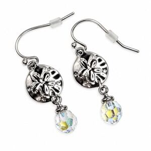 Shoreline Swarovski Crystal Drop Earrings Silver Floral Boho Romantic New